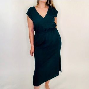 NWT J Crew Perforated Draped Green Side Slit Dress